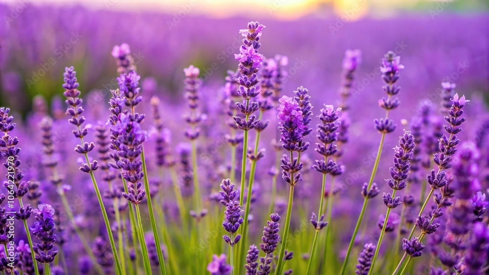 A close-up of a lavender field with tall purple flowers and green grass beneath them, wildflowers, garden A close-up of a lavender field with tall purple flowers and green grass beneath them, wildflowers, garden