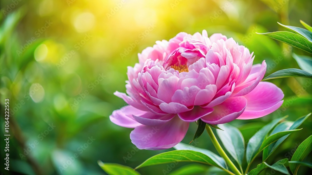 A delicate pink peony flower blooming in a lush green garden, nature photography, garden decor, blooming flowers, floral arrangement A delicate pink peony flower blooming in a lush green garden, nature photography, garden decor, blooming flowers, floral arrangement