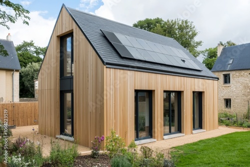 Modern Solar-Paneled House in Quiet Community