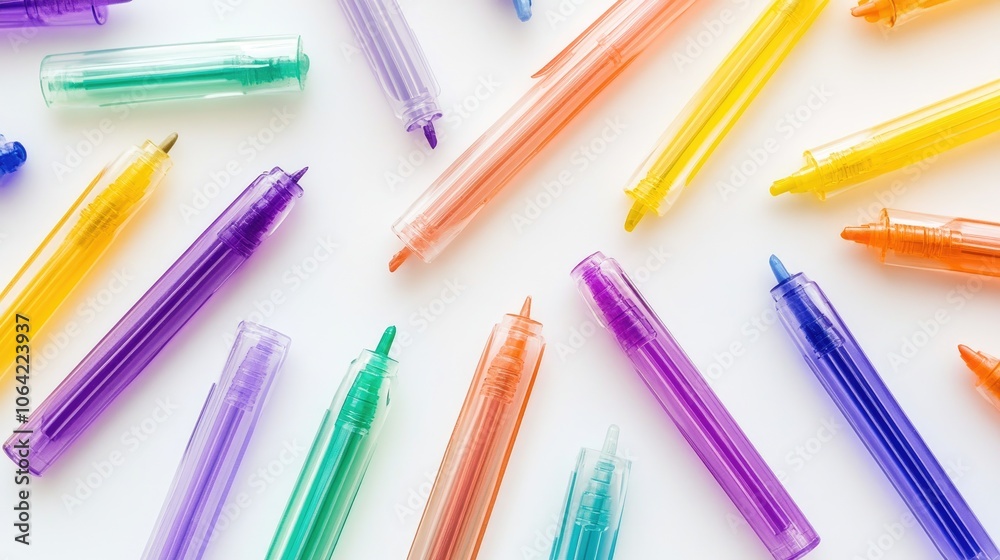 Colorful Highlighters on a White Background Colorful Highlighters on a White Background