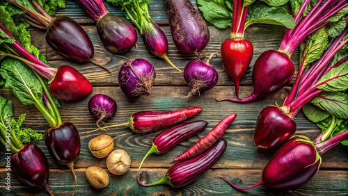 Vibrant and creative kidney health artwork featuring eggplants and beets , kidney health, creative art, vegetables, eggplants photo