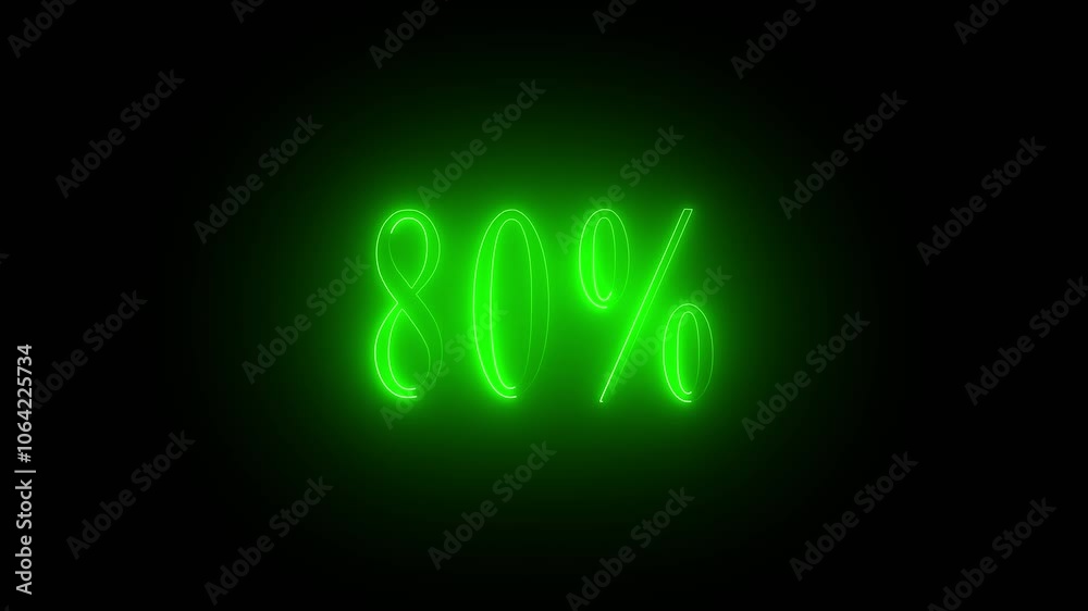 80 percent neon glowing sign on loop animation blue color icon 80 percent neon glowing sign on loop animation blue color icon