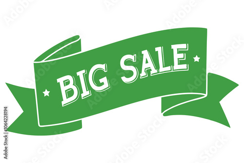 Big Sale Text with Ribbon, Tag, Label, and Badge Vector Illustration