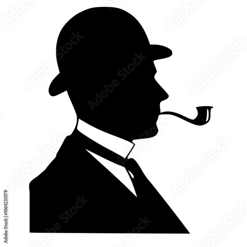 Gentlemen  wear hat smoking with  pipes , detective with  pipes