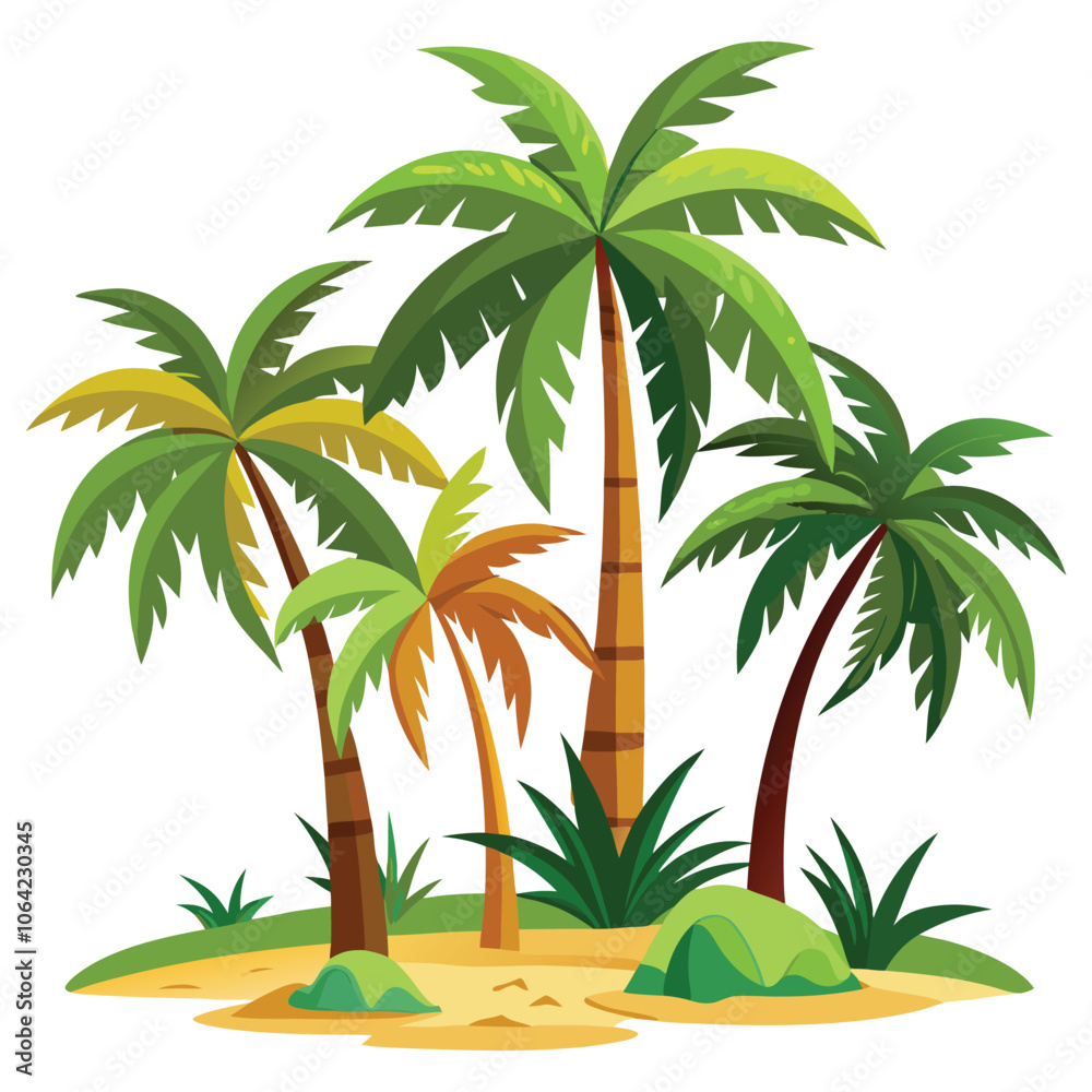 Fototapeta premium palms set on white background tropic exot