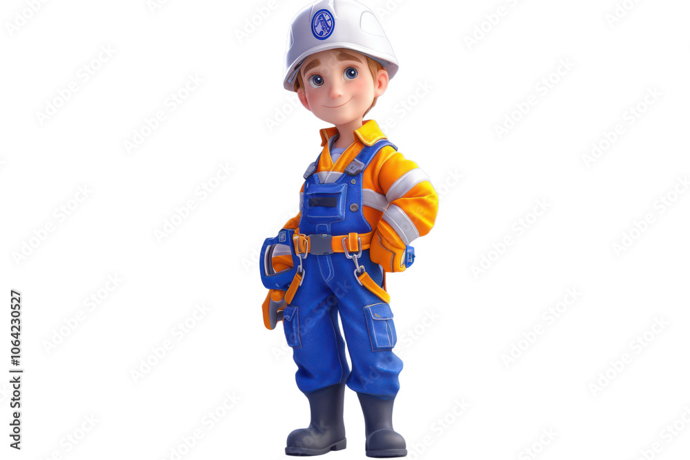 Cartoon Construction Worker 3D Render Illustration on transparent background Cartoon Construction Worker 3D Render Illustration on transparent background