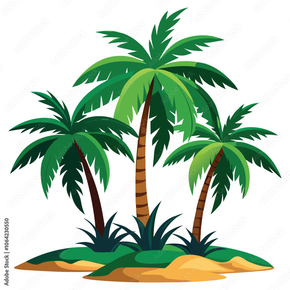 Fototapeta premium palms set on white background tropic exot