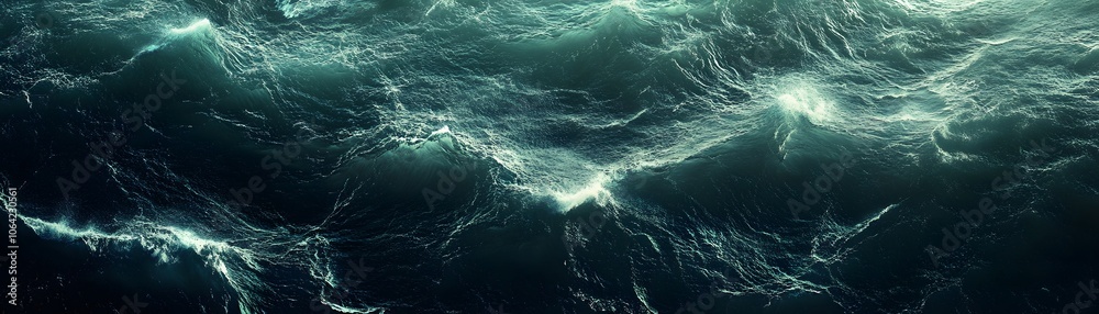 An Aerial View of a Stormy Sea with Whitecaps and Dark Water An Aerial View of a Stormy Sea with Whitecaps and Dark Water