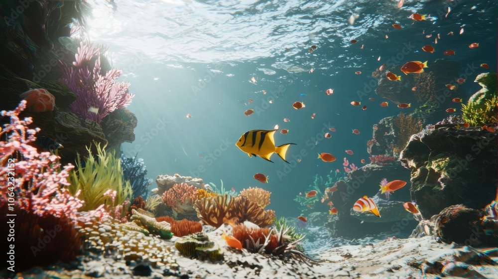 Obraz premium Underwater Splendor: Coral Reefs and Tropical Fish in 4K UHD