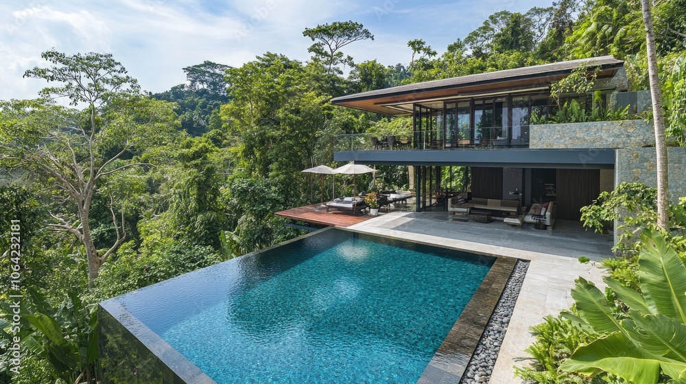 Modern Villa with Pool Amidst Lush Greenery Modern Villa with Pool Amidst Lush Greenery