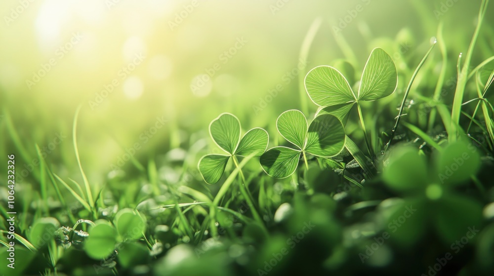 Close-up of Green Clover Leaves