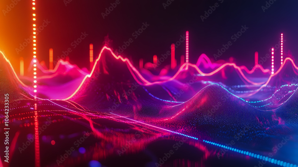 Abstract Digital Waves with Vibrant Colors and Lights Abstract Digital Waves with Vibrant Colors and Lights