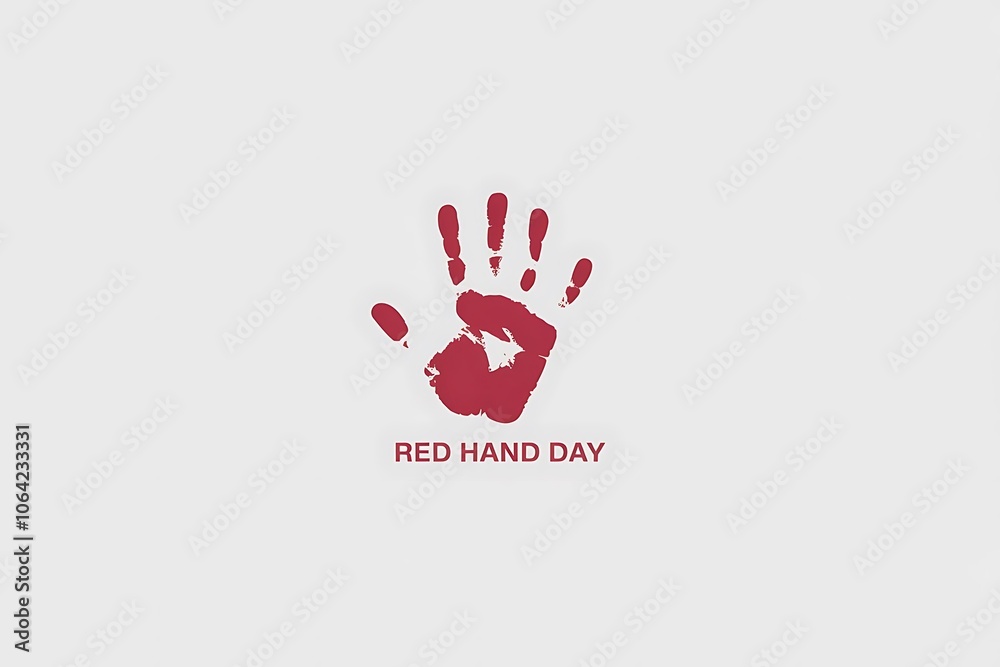Fototapeta premium National Red Hand Day Illustration with Red Handprint and Simple Text Design for Awareness Campaigns