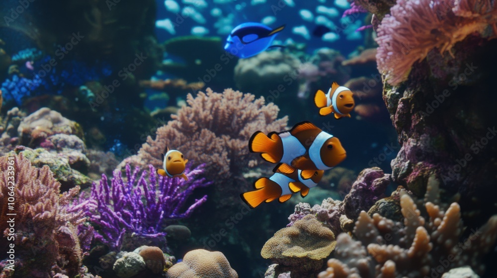 Obraz premium Underwater Splendor: Coral Reefs and Tropical Fish in 4K UHD