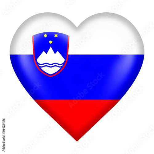 Slovenia flag heart button with clipping path
