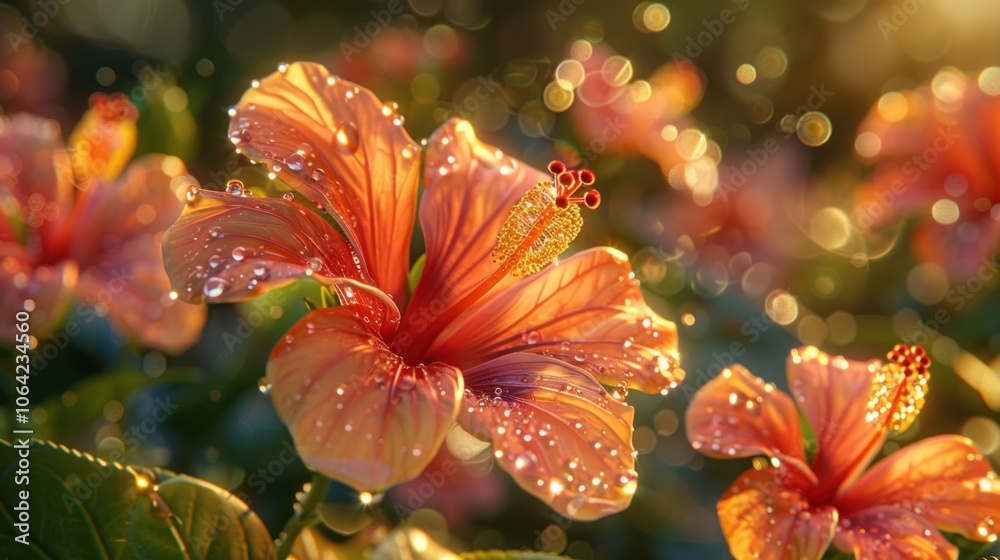 Hibiscus Flower with Dew Drops Hibiscus Flower with Dew Drops