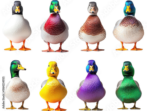 Colorful mallard ducks isolated transparent background  on transparent background photo