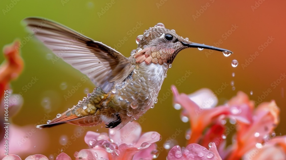 Naklejka premium Hummingbird in Rain