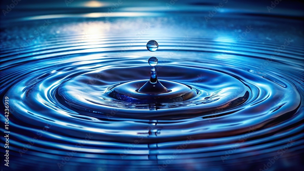 A mysterious indigo pool with dripping water, water feature, sound A mysterious indigo pool with dripping water, water feature, sound