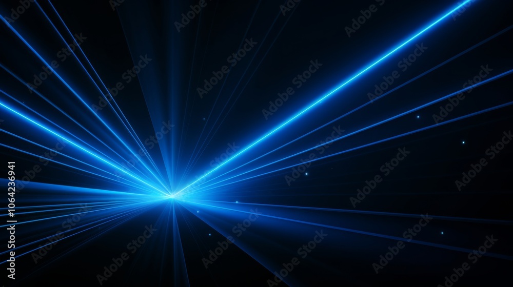 Blue laser beam light effect on a black background, vector illustration with glowing lines and sleek, modern design. Blue laser beam light effect on a black background, vector illustration with glowing lines and sleek, modern design.