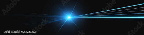 Blue laser beam light effect on a black background, simple vector illustration with smooth lines and minimalistic style, creating a glowing trail that stretches across the frame.