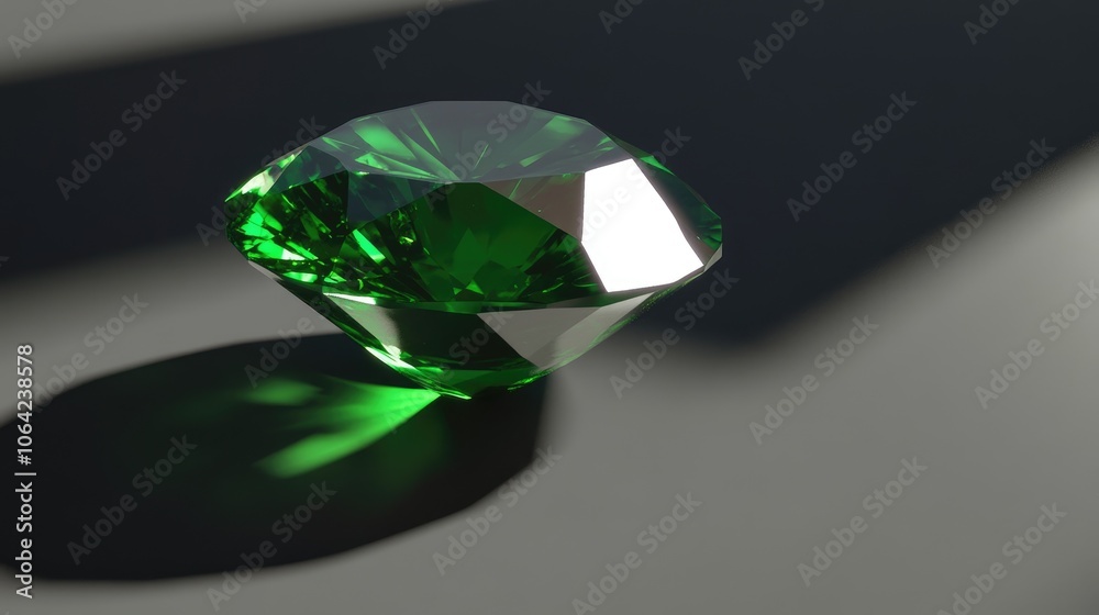 Fototapeta premium Polished Emerald Close-Up on Dark Surface