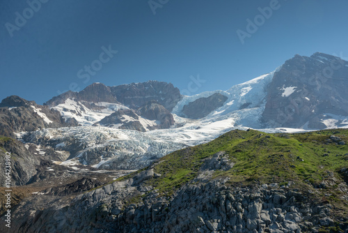 Tahoma Glacier Covers The Top Of Mount Rainier
