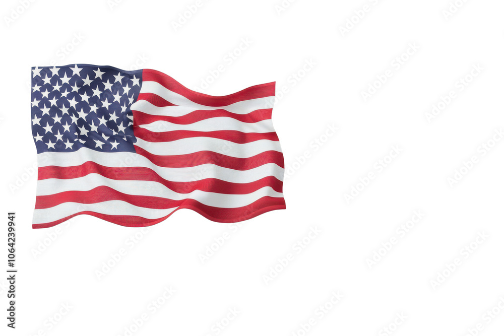Obraz premium Waving american flag isolated transparent background on transparent background