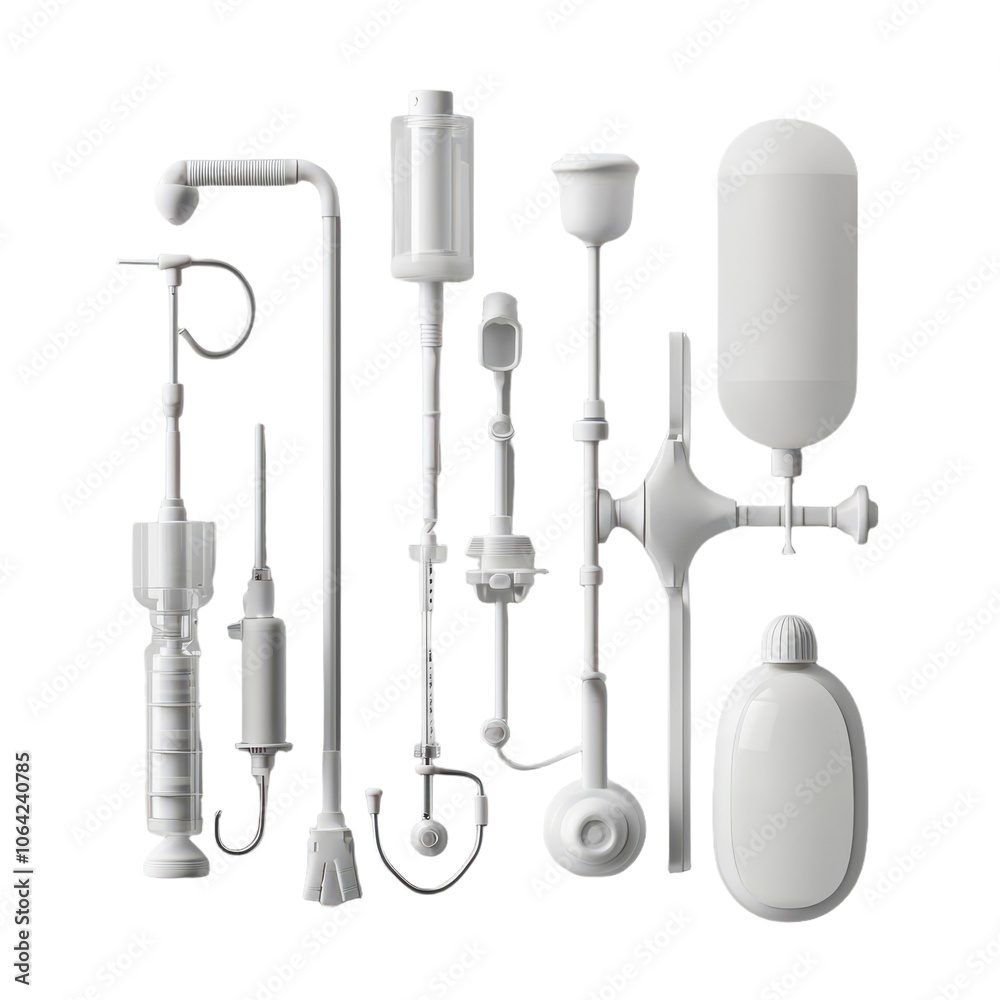 Obraz premium White Plastic Tubes And Bottles Abstract Composition on transparent background