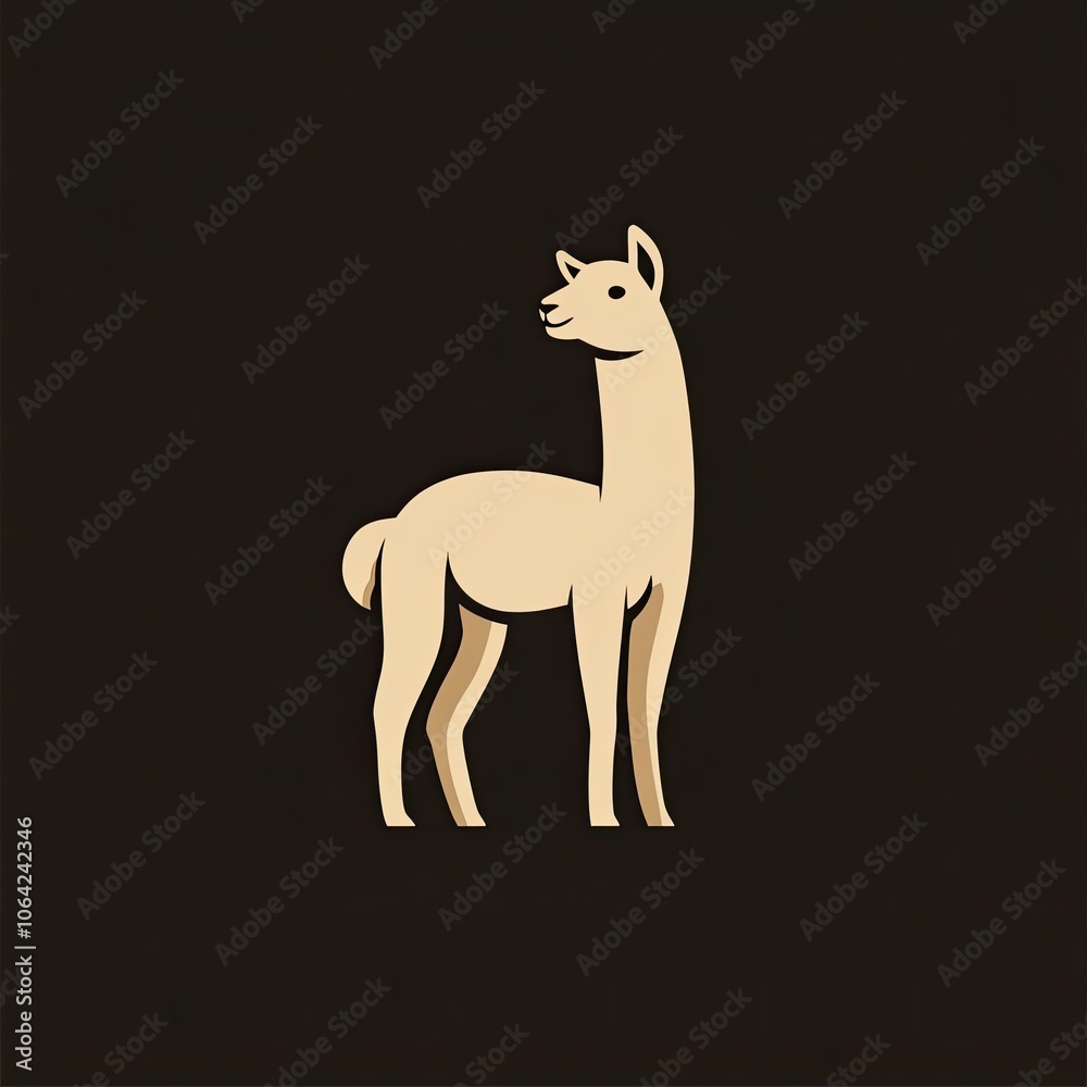Fototapeta premium A Stylized Illustration of a Standing Llama