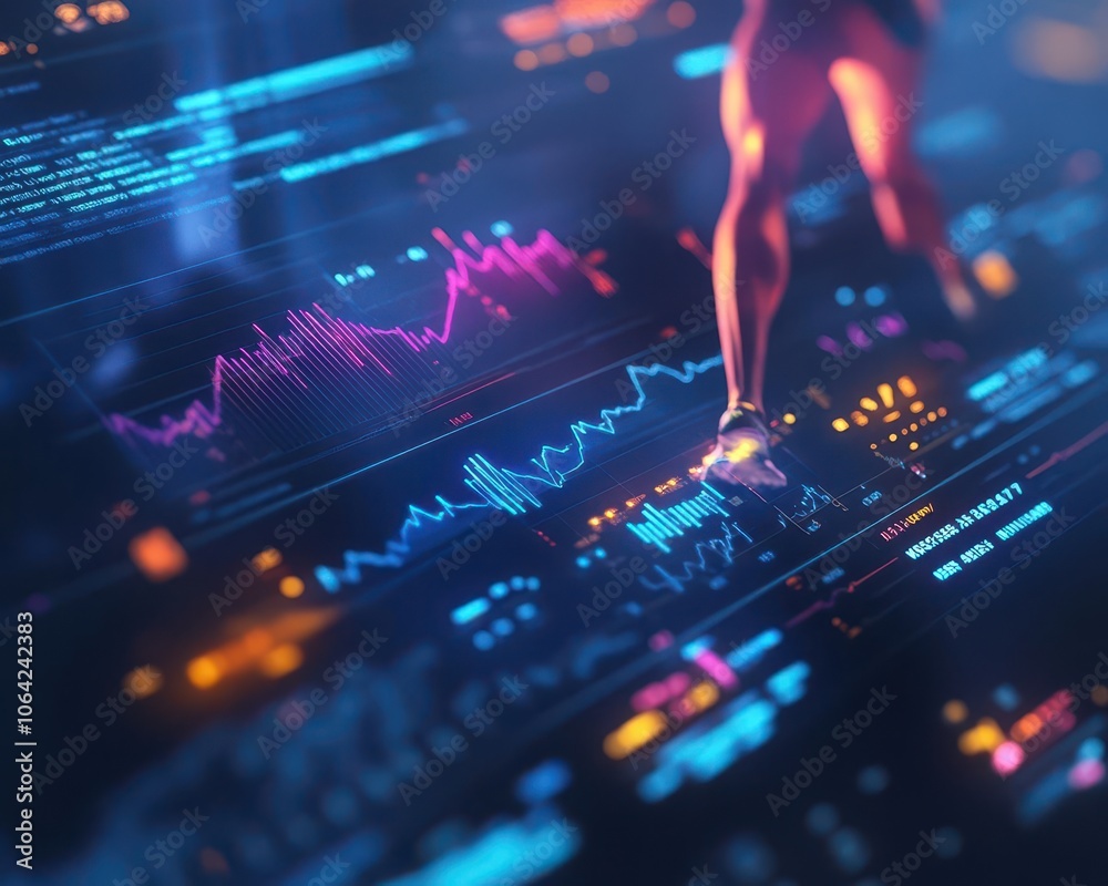 Daily fitness motivation with vibrant charts and graphs, sleek design, soft lighting, dynamic energy Daily fitness motivation with vibrant charts and graphs, sleek design, soft lighting, dynamic energy