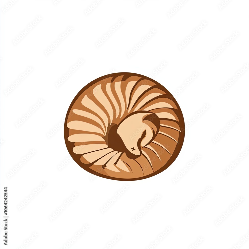Stylized Illustration of a Brown Animal Curled into a Circle Stylized Illustration of a Brown Animal Curled into a Circle