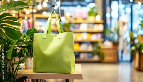 Wallpaper Mural Eco-friendly shopping bag in a vibrant store, soft lighting, sleek design, clean and modern, eco-conscious vibe Torontodigital.ca