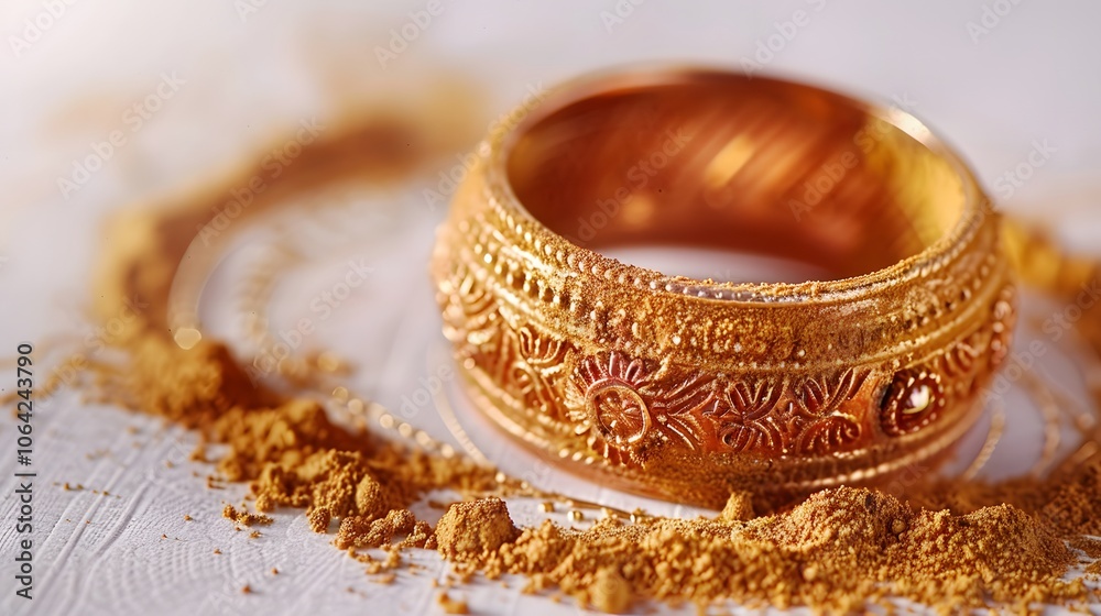 Mehandi or Heena Powder Ring on the white background, selective focus .