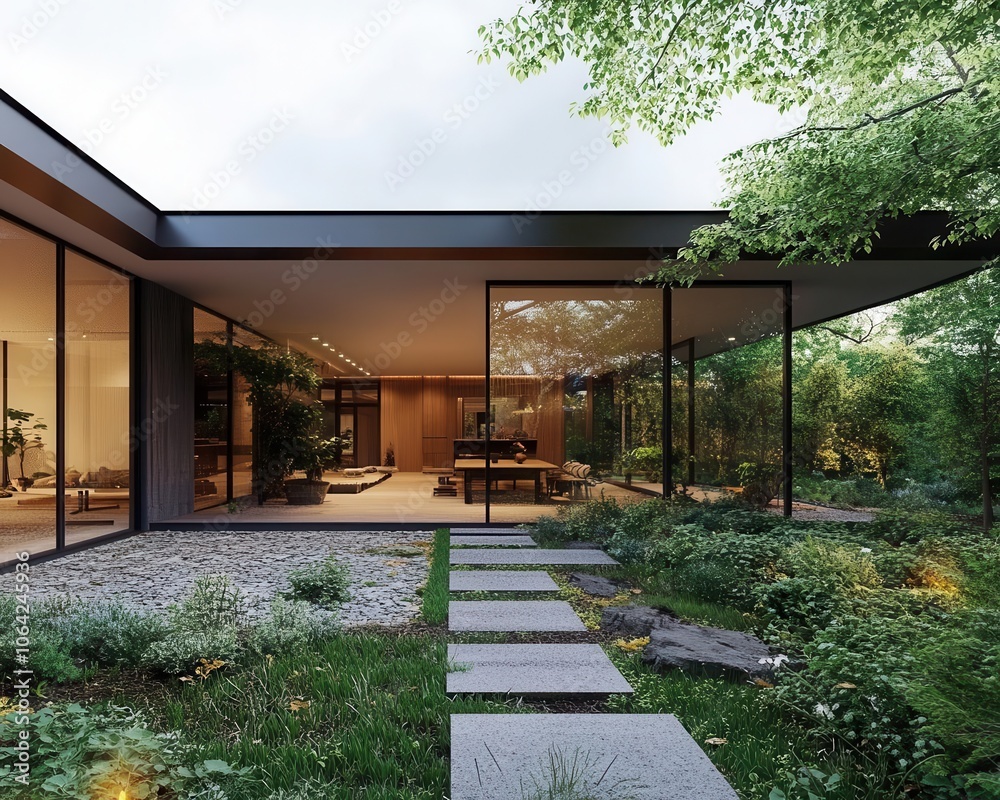 Scandinavian home architecture with sleek design, soft natural lighting, vibrant greenery, cozy atmosphere Scandinavian home architecture with sleek design, soft natural lighting, vibrant greenery, cozy atmosphere