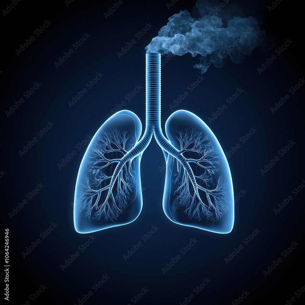 Illustration of lungs with smoke, highlighting health risks and disease impact Illustration of lungs with smoke, highlighting health risks and disease impact