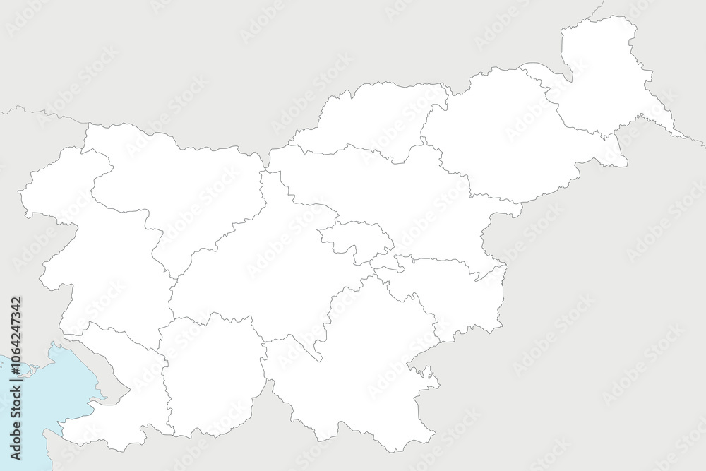 Vector blank map of Slovenia with statistical regions and administrative divisions, and neighbouring countries and territories. Editable and clearly labeled layers. Vector blank map of Slovenia with statistical regions and administrative divisions, and neighbouring countries and territories. Editable and clearly labeled layers.