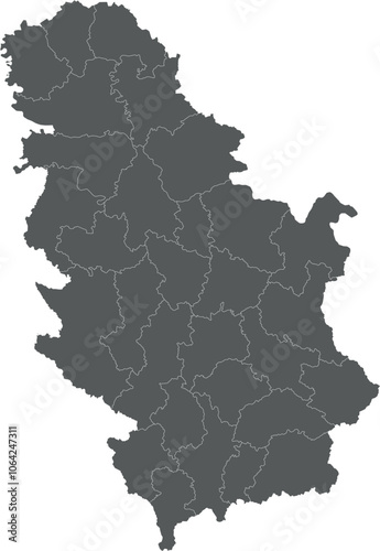 Vector regional blank map of Serbia with districts or territories and administrative divisions. Editable and clearly labeled layers. photo