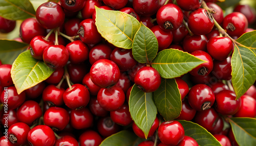 red coffee berries or cherries rotating, ripe premium bean harvesting isolated with white shades, png photo