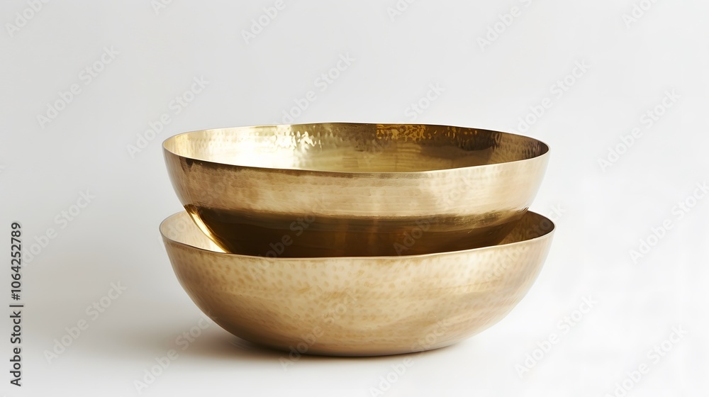 empty crockery - New brass or gold bowl over white background. empty crockery - New brass or gold bowl over white background.
