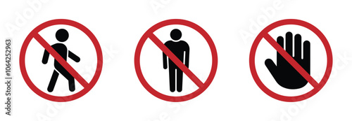 No entry vector icons set. No entry vector icon. Don't enter sign. No entry sign