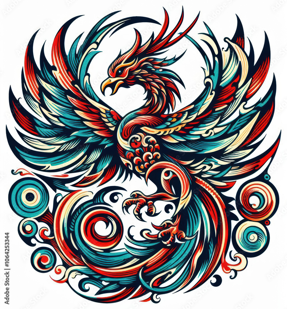 Fototapeta premium TRIBAL TATOO トライバル タトゥ 鳳凰 Phoenix