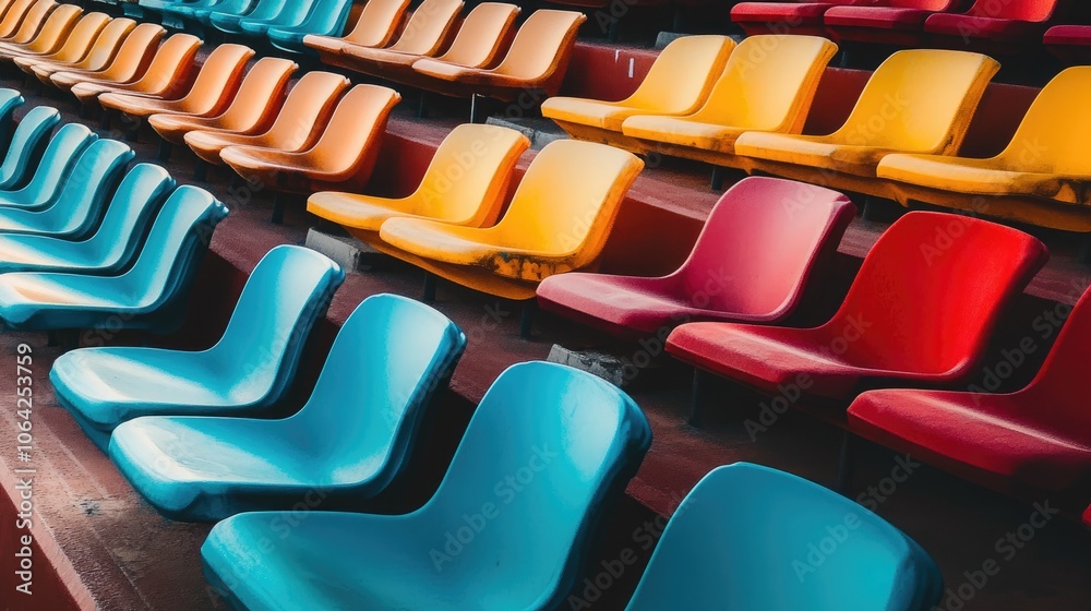 Fototapeta premium Colorful Seats in a Stadium or Arena