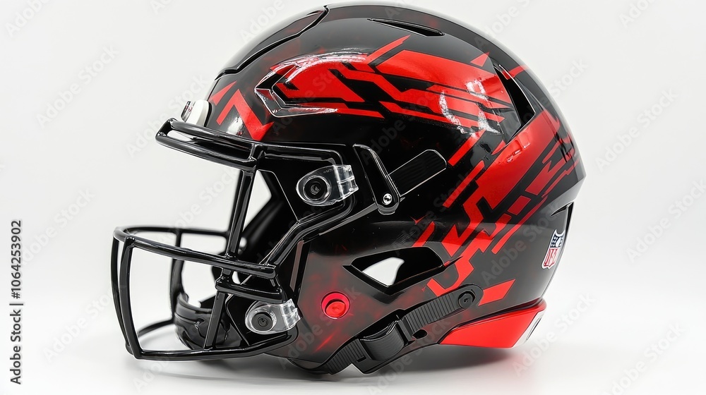 Fototapeta premium Stylish Red and Black Football Helmet Design