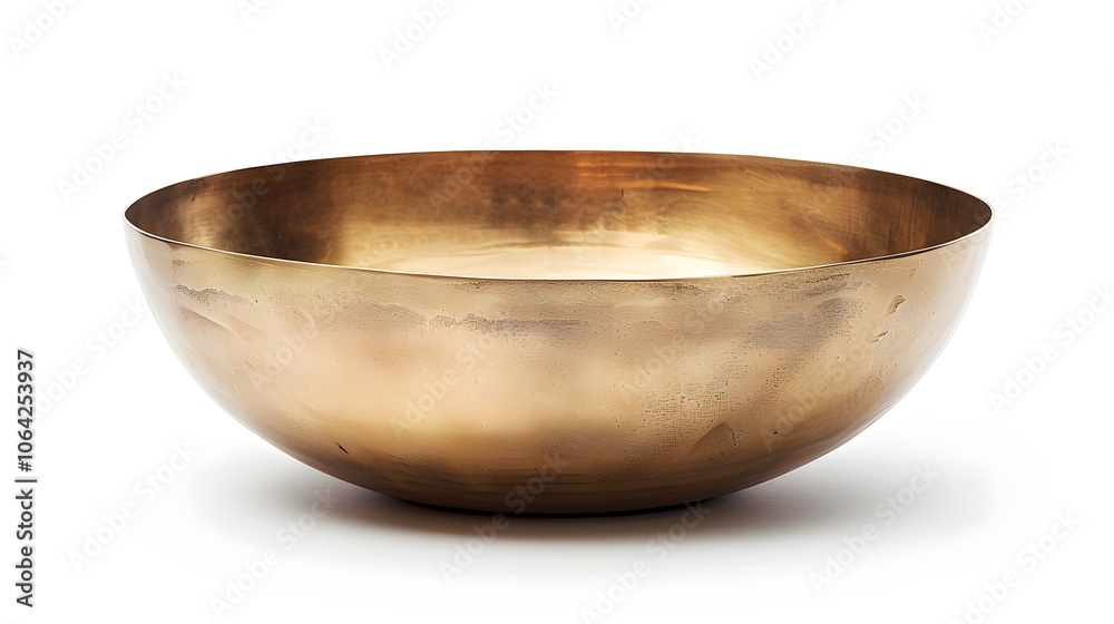 empty crockery - New brass or gold bowl over white background. empty crockery - New brass or gold bowl over white background.