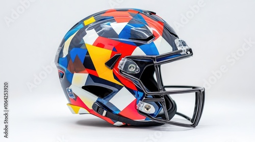 Colorful Football Helmet Design on White Background
