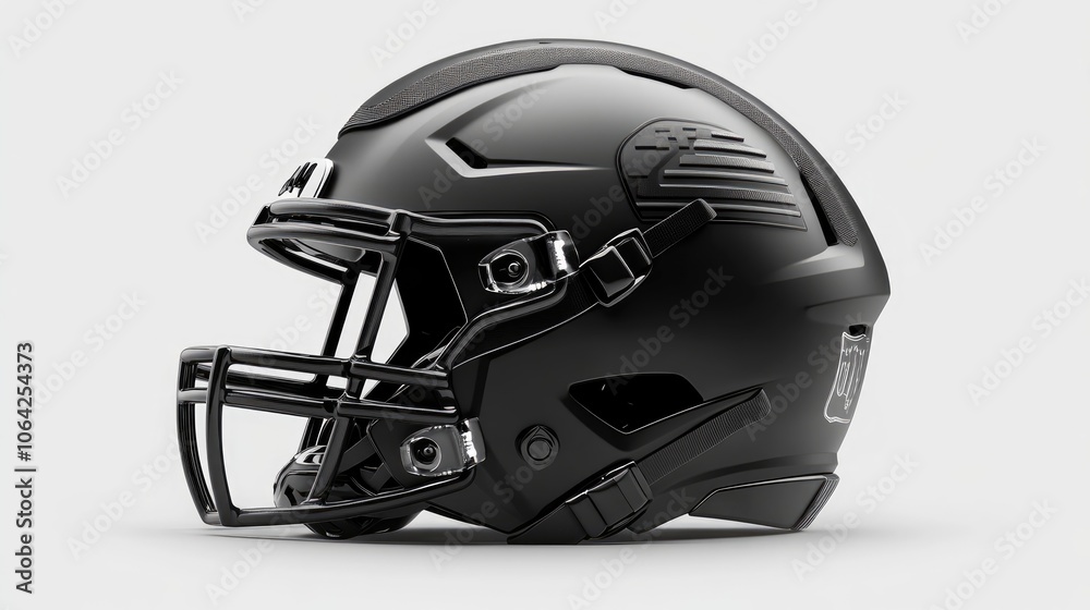 Fototapeta premium Sleek Black Football Helmet Side View
