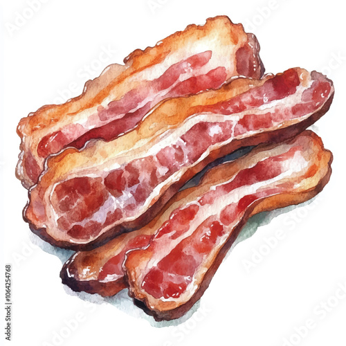 Baconfood watercolor clipart illustration