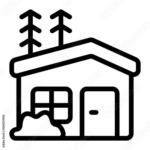 Village House Line Icon