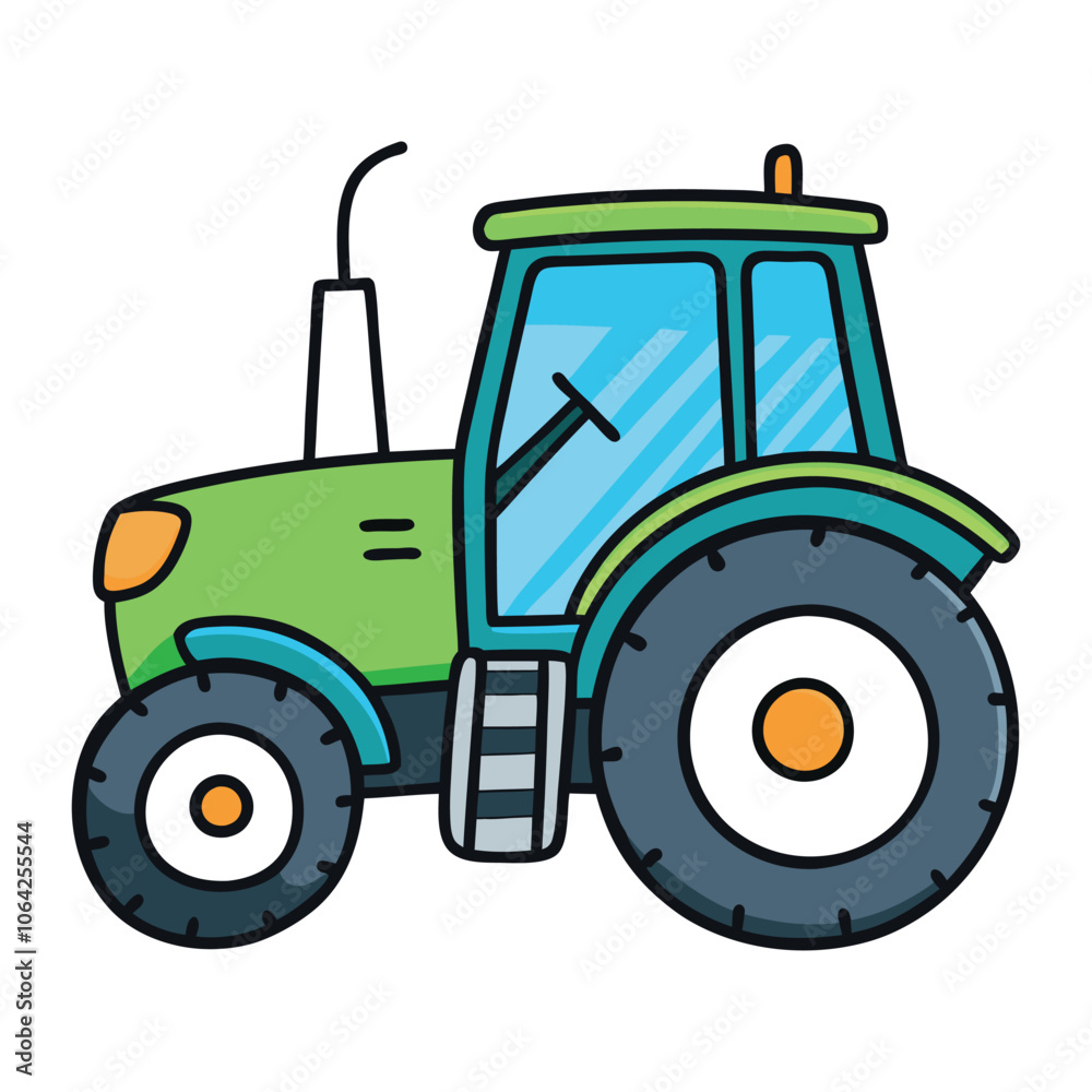Obraz premium modern tractor watercolor vector white background